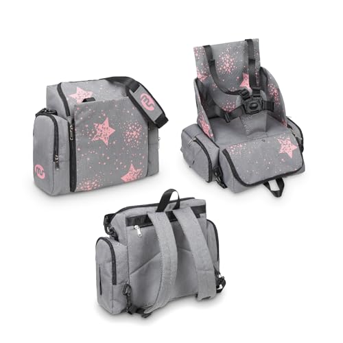 Innovaciones Ms 1333 - Booster Bag Stars - Trona De Viaje Portátil, Asiento De Bebés Blando Y...