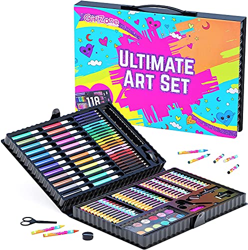 Girlzone Regalos Para Niñas - Estuche Colores, Kit Manualidades, 118 Piezas, Pinturas Para Niños,...