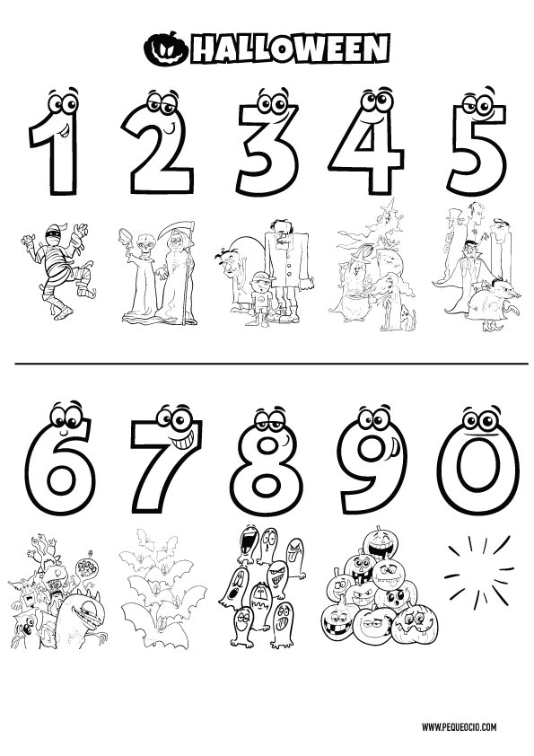 Página para colorear de halloween para colorear por números para niños y  adultos