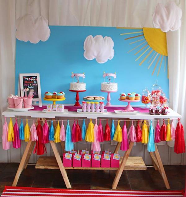 Aprende hacer centro de mesa 🎈Learn to make a centerpiece ✨ Fiesta  tematica de Peppa Pig🎈Peppa Pig themed party