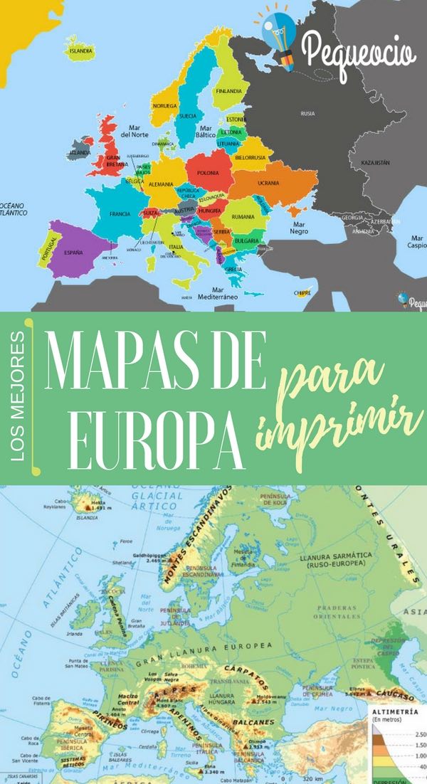 Mapa de Europa con nombres y división política en PDF gratis